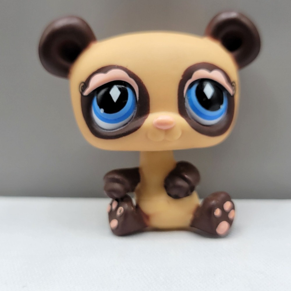 Littlest Pet Shop LPS #574 Panda Bear Hasbro Figurine Toy Brown Tan Diamond Eyes